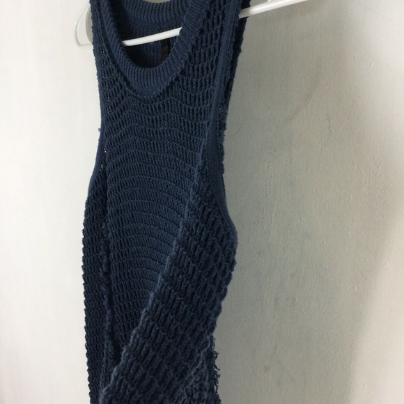 Elan Cold Shoulder Blue Sweater Dress Cotton - Picture 4 of 8